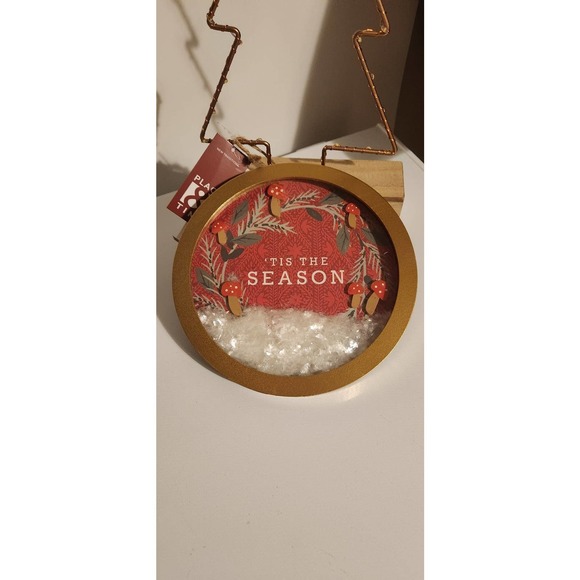 Tis' the season new Christmas gold & red mushroom snow globe art cottagecore - Picture 4 of 9